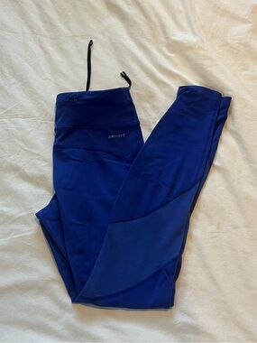 Nike blue running tights w/ drawstring and back zipper pocket